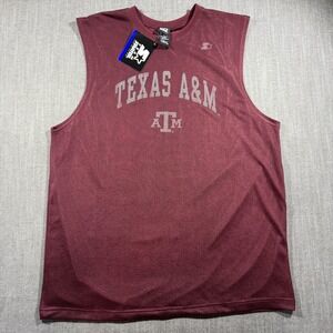 Texas A&M Aggies Shirt Mens Large Red Mesh NCAA Basketball Starter Sleeveless